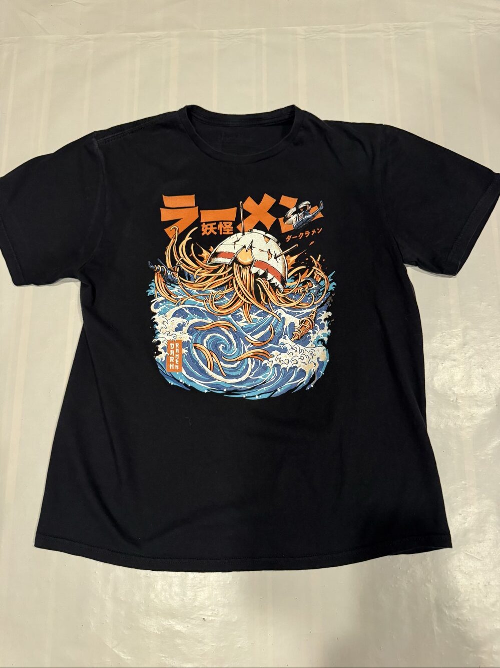 Men’s Dark Ramen Japanese Yokai Graphic T-Shirt – Black – Large